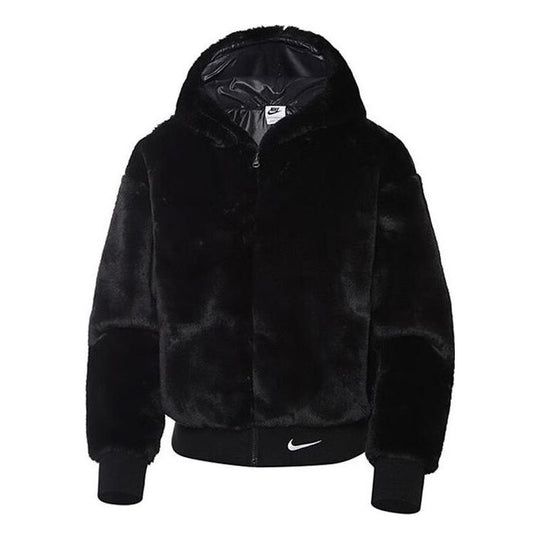 (WMNS) Nike Sportswear Essentials Faux Fur Jacket 'Black' DD5116-010