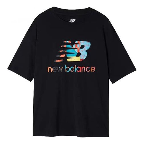 (WMNS) New Balance Round-neck Printing Sports Black AWT01545-BK
