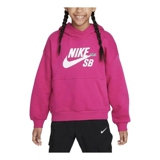 (GS) Nike SB Icon Fleece EasyOn Oversized Pullover Hoodie 'Fireberry' FD3154-615