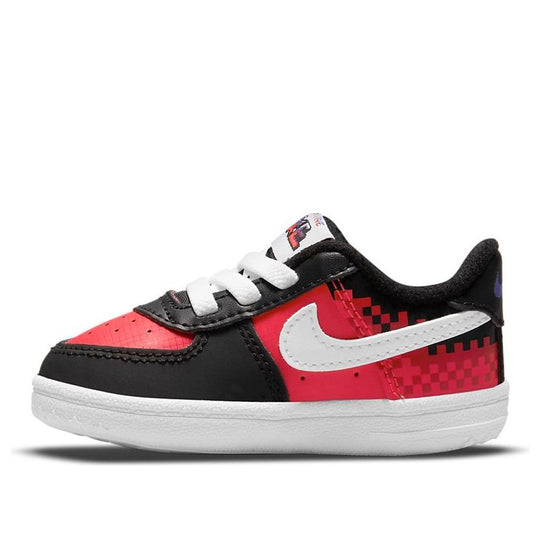 (TD) Nike Force 1 Cot Low Tops Casual Skateboarding Shoes Black Red DQ0641-600