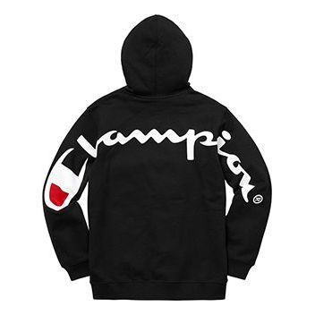 Supreme x Champion Hooded Sweatshirt 'Black White' SUP-SS18-526