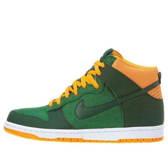 Nike Dunk High Breathable Lightweight Wear-resistant Casual Skateboarding Shoes Green Yellow 317982-303