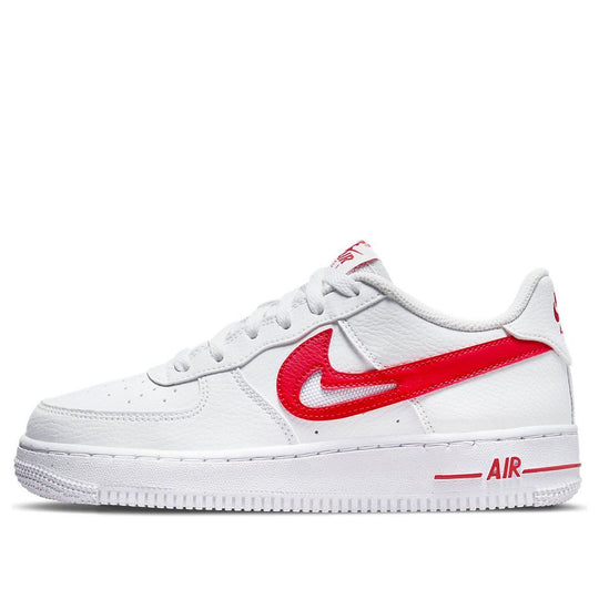 (GS) Nike Air Force 1 Low 'Cut-Out Swoosh - White University Red' DR79 ...