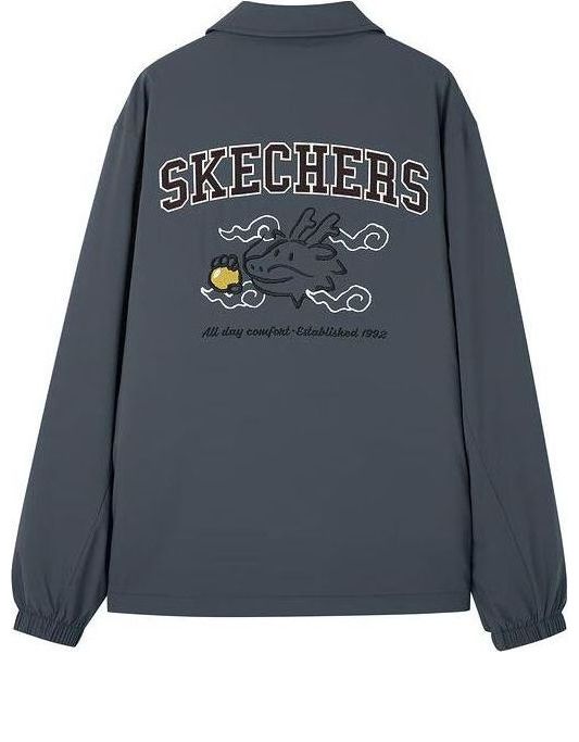 Skechers New Year Dragon Year Casual Cotton Graphic Jacket 'Grey' L124M004-000G