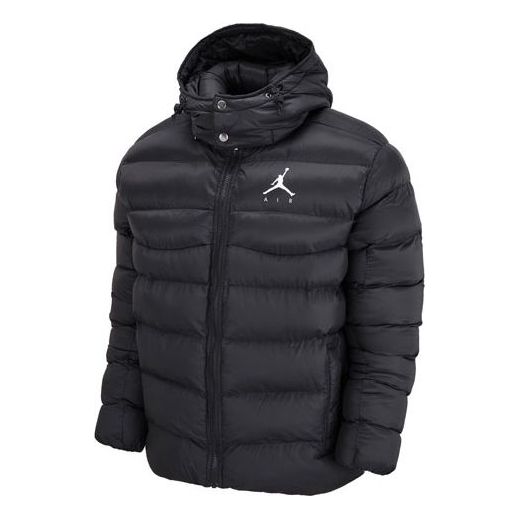 Men's Air Jordan Solid Color Zipper Hooded Padded Clothes Black DN3402 ...