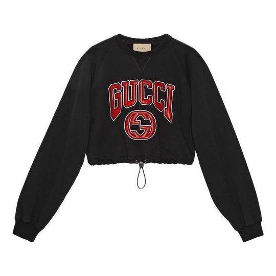 (WMNS) Gucci Jersey Sweatshirt With Embroidery 'Black' 760366-XJF0W-1043