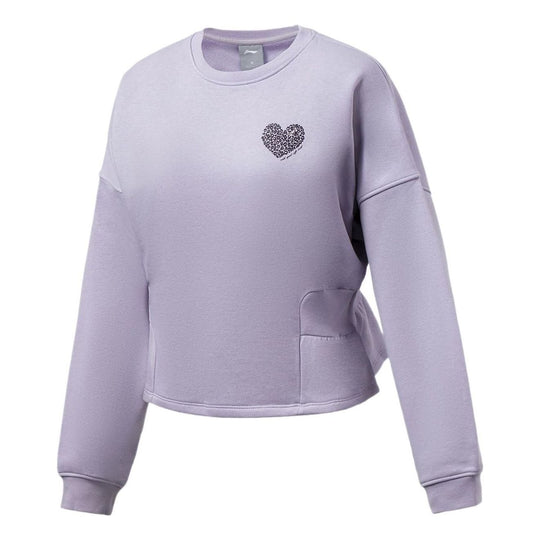 (WMNS) Li-Ning Lifestyle Heart Printed Sweatshirt 'Lilac' AWDRG28-3