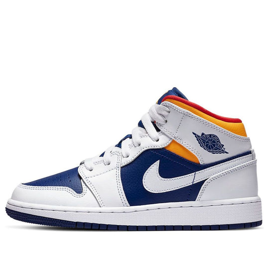 (GS) Air Jordan 1 Mid 'White Deep Royal Blue' 554725-131 Big Kids Basketball Shoes  -  KICKS CREW