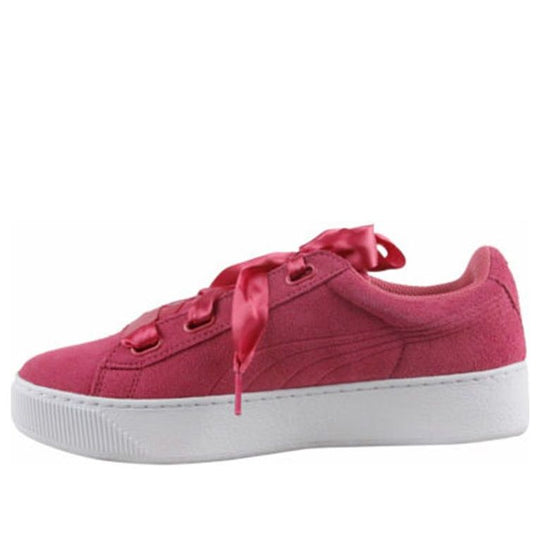 (WMNS) PUMA Platform Ribbon Low Tops Thick Sole Skateboarding Shoes Pink Red 364979-02