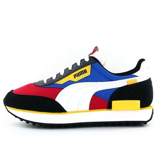 (GS) PUMA Future Rider Play On Low Top Running Shoes Black/White/Yellow 372349-05