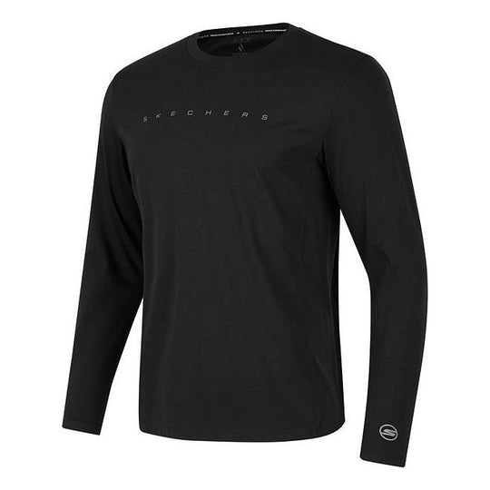 Skechers Solid Color Casual Long Sleeve Sports T-shirt 'Black' P224M086-0018