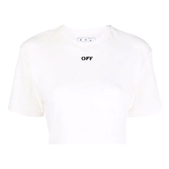 (WMNS) Off-White Off-stamp Cropped T-shirt 'White' OWAA081C99JER0010110