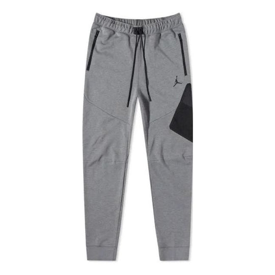 Air Jordan Splicing Lacing Elastic Waistband Sports Pants Men's Grey DA9852-091