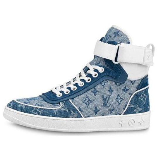 (WMNS) LOUIS VUITTON LV Boombox Monogram High-Top Sneakers Denim-Blue 1A8E3C