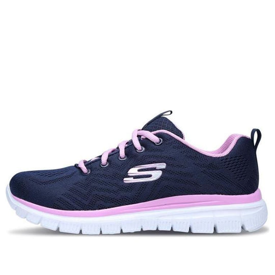 (WMNS) Skechers Graceful Get Connected Running Shoes Blue/Pink/White 12615-NVPK