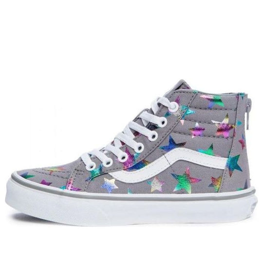 (GS) Vans Foil Stars SK8-Hi Zip Shoes 'Grey White' VN0A32R3-QQT