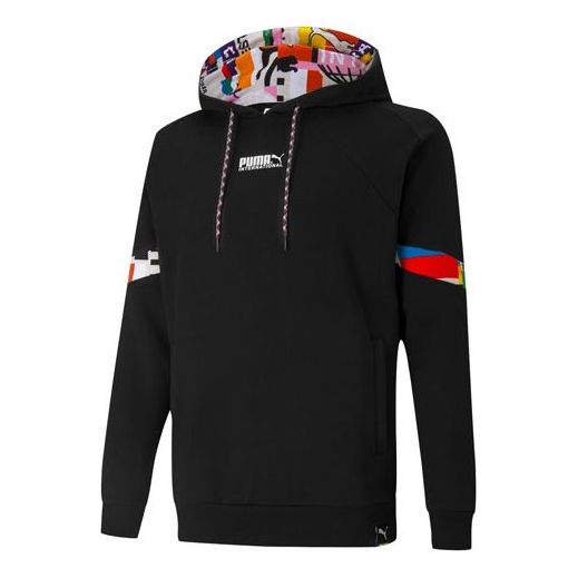 PUMA Intl Sports Stitching Printed Hooded Sweatshirt Black 531330-01