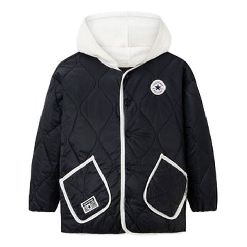 (PS) Converse Color-blocked Detachable Hood Short Cotton Jacket 'Black White' CV2342150PS-004