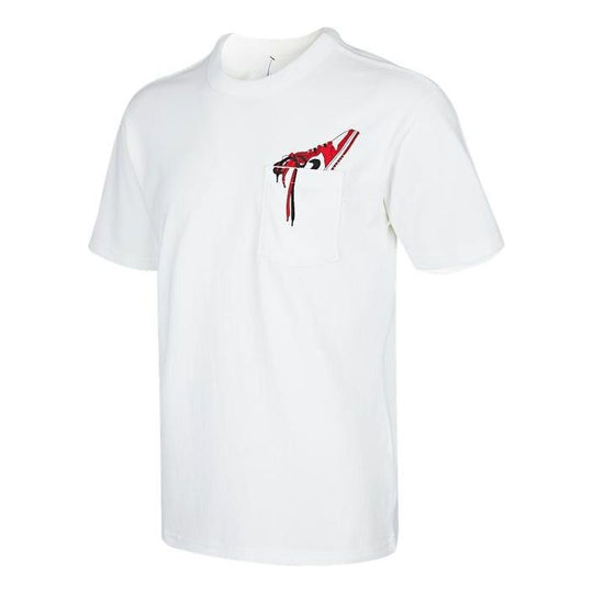 Men's Air Jordan Pocket Shoes Embroidered Solid Color Round Neck Short Sleeve White T-Shirt DO1928-100