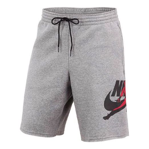 Air Jordan Jumpman Logo Printing Knit Basketball Sports Shorts Gray DH9509-091