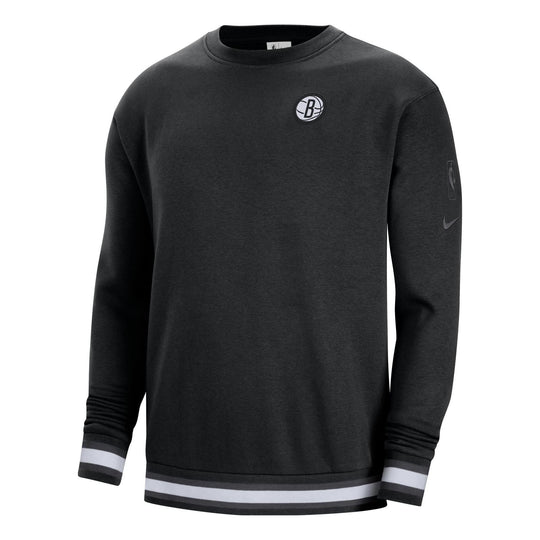 Nike Brooklyn Nets Solid Color Fleece Lined Round Neck Pullover Long S ...