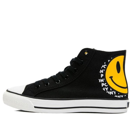 PONY Shooter Smiley High-Top Canvas Sneakers Black 02M1SH17BK