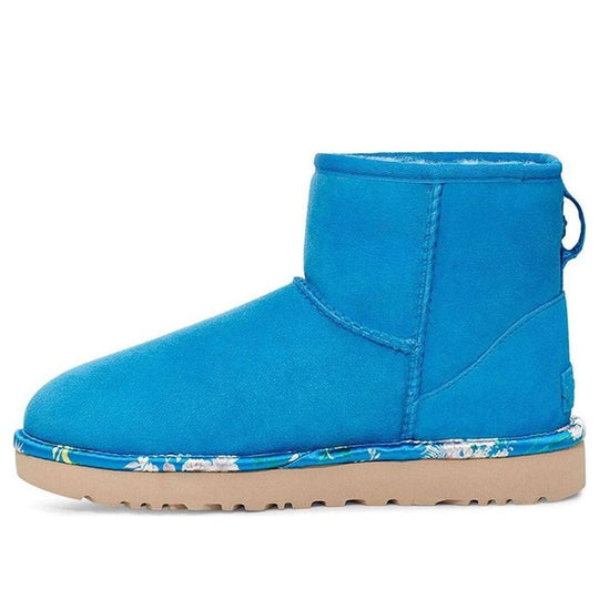 (WMNS) UGG Classic Mini Floral Snow Boots Blue 1111093-BAS