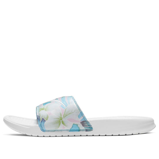 (WMNS) Nike Benassi JDI Floral Flowers White Blue Slippers 'White Blue' 618919-115 Beach & Pool Slides/Slippers  -  KICKS CREW
