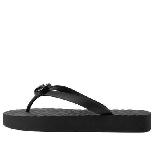 (WMNS) Gucci Chevron Thong Sandal 'Black' 655463-J8710-1000 - KICKS CREW