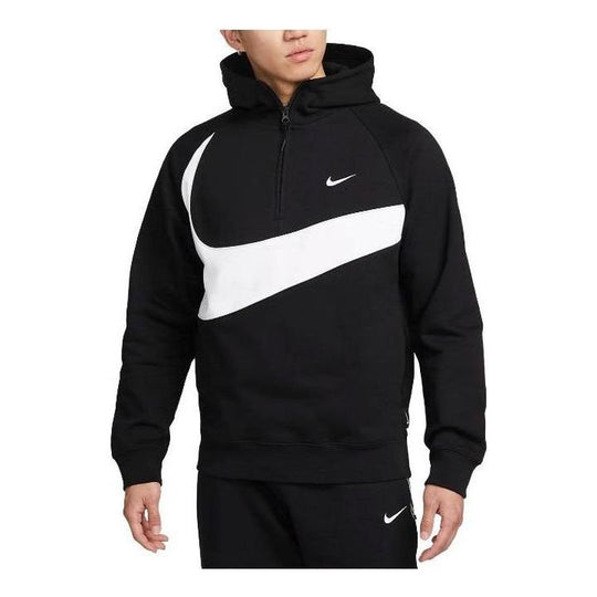 Nike Sportswear Big Swoosh Half Zip Hoodie (Asia Sizing) 'Black White' DX0567-010