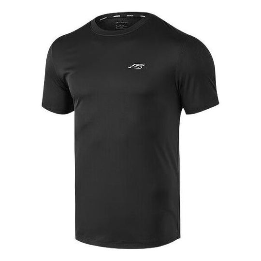 Skechers Quick-Drying Short Sleeve Sports T-shirt 'Black White' P223M104-0018