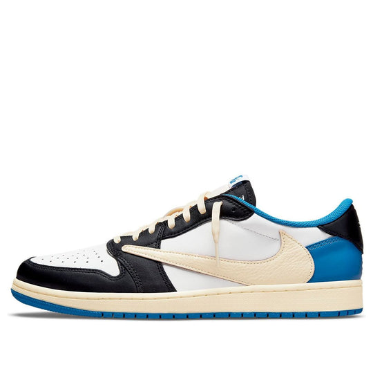  Nike Men's Air Jordan 1 Low OG Sp Travis Scott X Fragment,  Sail/Black/Military Blue/Shy P, 7.5