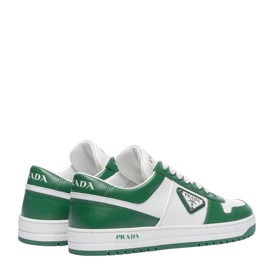 (WMNS) PRADA Downtown Leather Sneaker 'White Green' 1E792M-3LKG-F0DJT