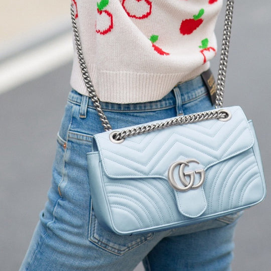 WMNS) GUCCI GG Marmont Small-Sized Single-Shoulder Bag Blue 443497