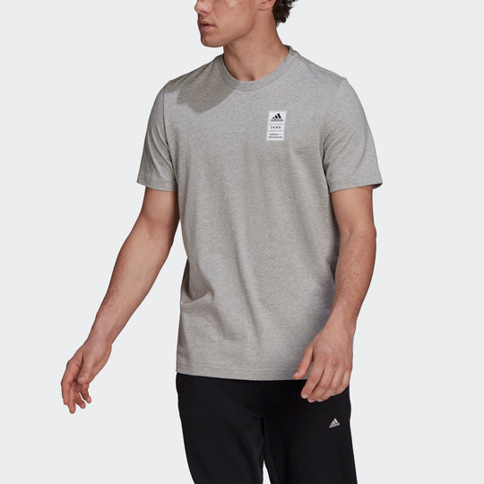 adidas 3bar Logo Tee 2 Casual Sports Alphabet Printing Short Sleeve light grey GU3641