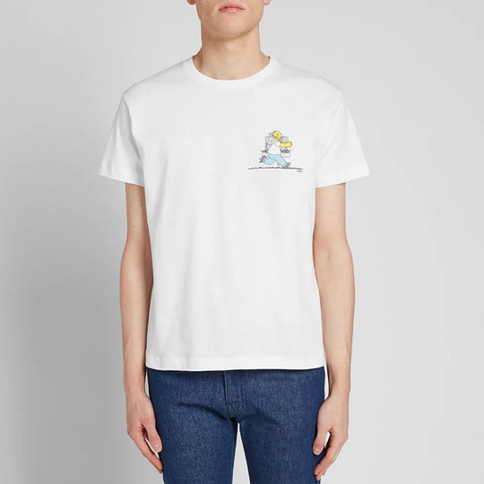 Men's OFF-WHITE The Simpsons Printing Short Sleeve White T-Shirt OMAA036S191850360188 T-shirts - KICKSCREW