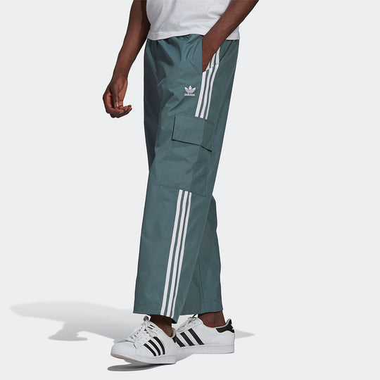 Men's adidas originals 3-Stripes Cargo Woven Breathable Running Sports Pants/Trousers/Joggers Light Blue GN3450