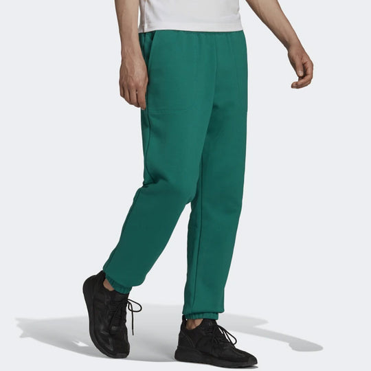 Men's adidas Logo Solid Color Loose Bundle Feet Sports Pants/Trousers/Joggers Green HG8086