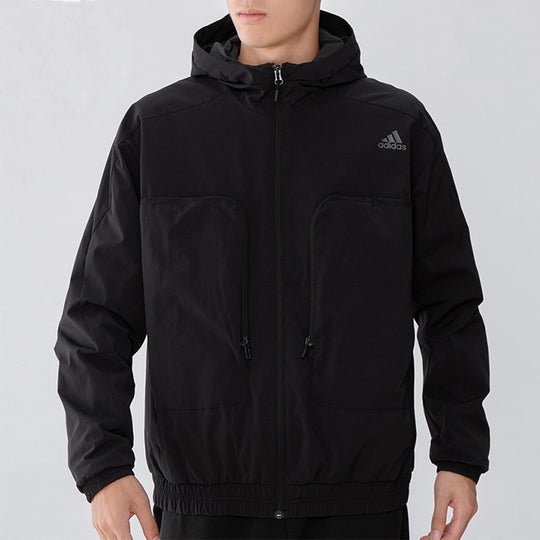 adidas Cargo Athleisure Casual Sports Hooded Jacket Black H38399-KICKS CREW