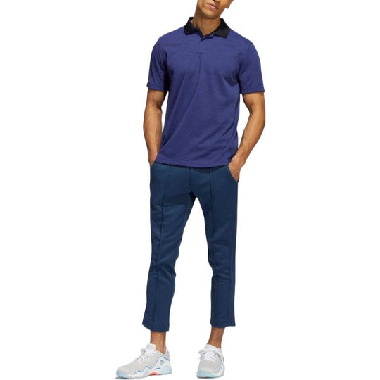 Men's adidas Solid Color Minimalistic Short Sleeve Japanese Version Blue Polo Shirt HC5578