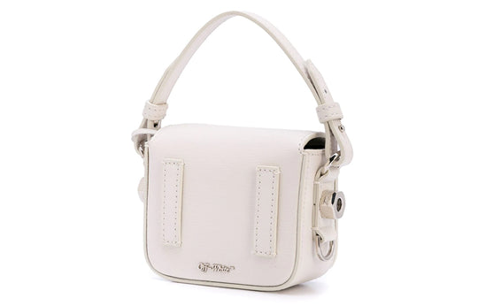 Women's OFF-WHITE Mini logo Shoulder Bag Leather Messenger Bag White OWNA087E194231070301 Shoulder Bags - KICKSCREW