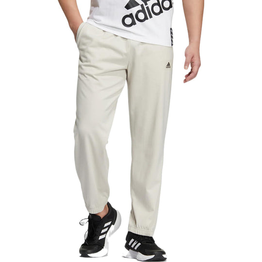 Men's adidas Logo Solid Color Long Sports Pants/Trousers/Joggers Autumn Khaki IC7839