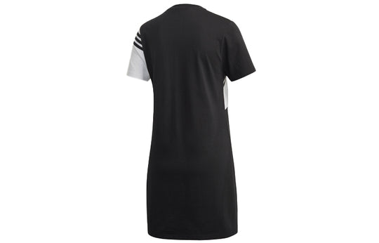 (WMNS) adidas originals Adibreak Colorblock Sports Round Neck Short Sleeve Black Dress GJ6562
