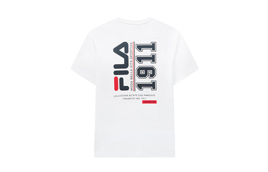 Men's FILA Alphabet Logo Printing Cotton Short Sleeve White F11M028155F-WT T-shirts - KICKSCREW