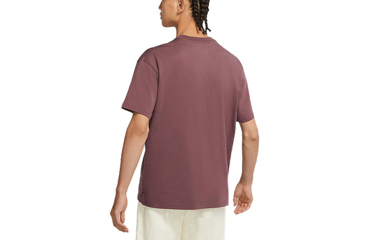 Men's Nike Solid Color Loose Round Neck Short Sleeve Wine Red T-Shirt DB9976-646