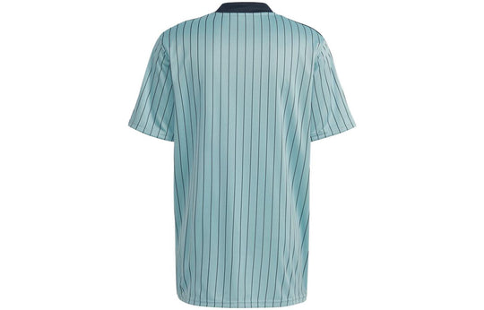 Men's adidas Stripe Micro Mark Printing Pullover Short Sleeve Blue T-Shirt HC1312