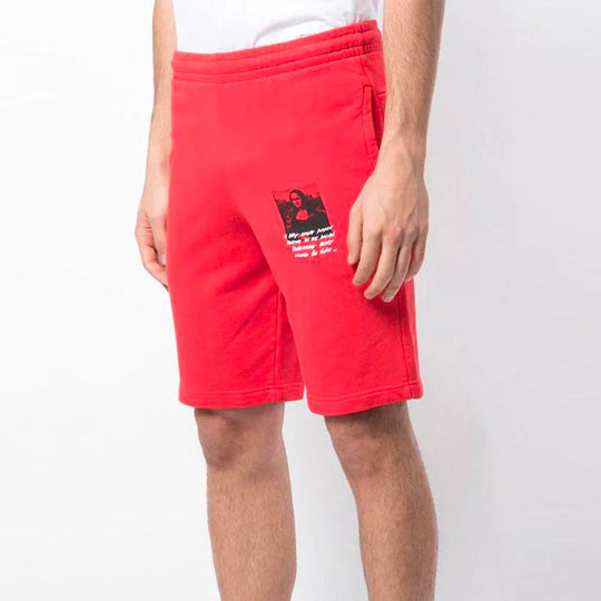OFF-WHITE Men's Mona Lisa Printed Track Shorts Red OMCI006S190030052010 Shorts - KICKSCREW