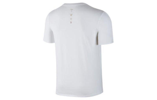 Men's Air Jordan Logo Round Neck Pullover Short Sleeve White T-Shirt 872835-100