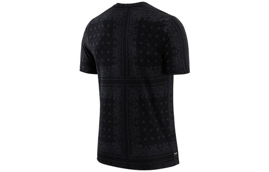 Men's Nike Logo Cashew Printing Sports Round Neck Pullover Short Sleeve Black T-Shirt DR7659-010