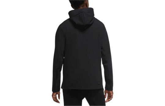 Men's Nike Solid Color Logo Alphabet Hooded Zipper Jacket Black CK8588-010